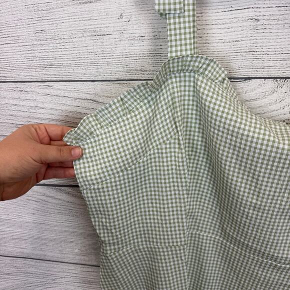 Lola May Plus Size Sage & White Gingham Sleeveless Mini Dress Size 24 - Picture 3 of 9